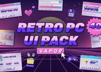Videohive Retro PC UI Pack Vapor 40 Vaporwave Desktop Elements 65672740