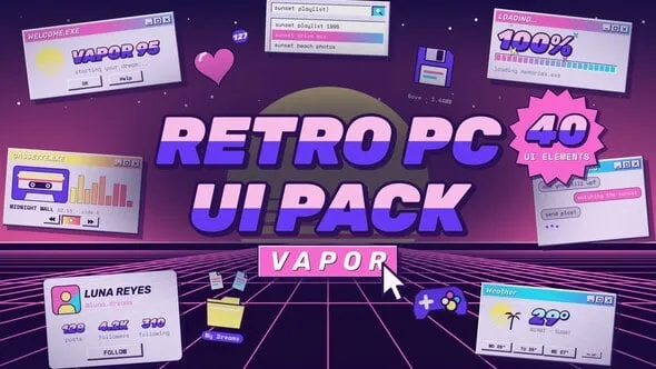 Videohive - Retro PC UI Pack Vapor - 40 Vaporwave Desktop Elements - 65672740 1 Videohive Retro PC UI Pack Vapor 40 Vaporwave Desktop Elements 65672740