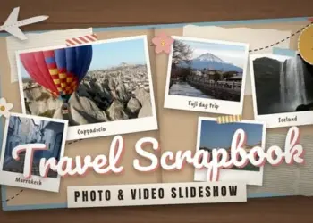 Videohive Travel Scrapbook Slideshow Photo Video Journey With Map 65636578