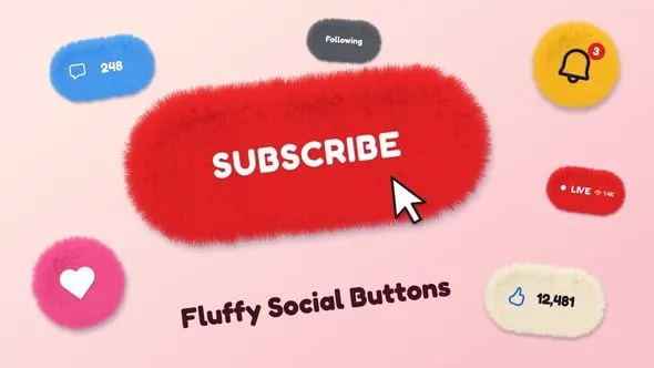 Videohive - Fluffy Social Buttons Pack - 65561629 1 preview image